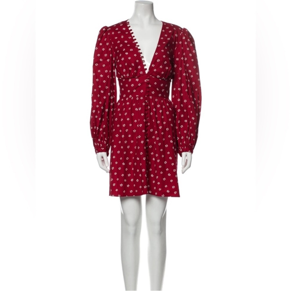 REFORMATION Printed Mini Dress Red Size: XL | US 12